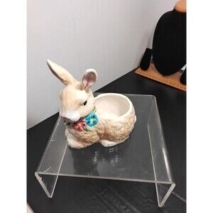 Brinn's Rabbit Bunny Planter Small Brown Cermic Flower Accent 5X4"